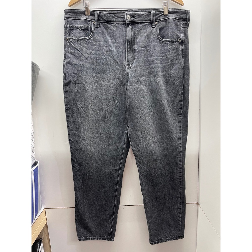 American Eagle Strigid Mom Jeans Womens 18 Regular Black Gray High Rise Tapered
